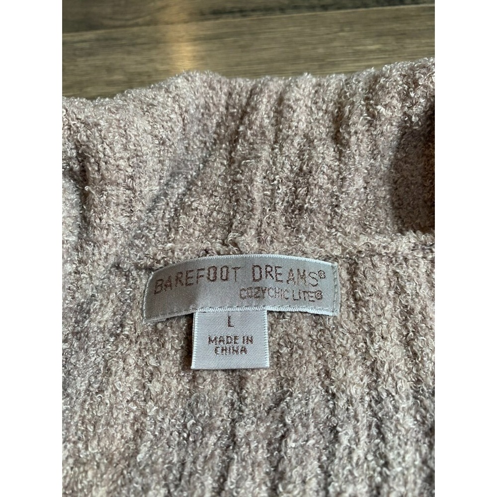 EUC Womens Barefoot Dreams cozy chic lite tan brown ribbed soft cardigan size L - Picture 3 of 10